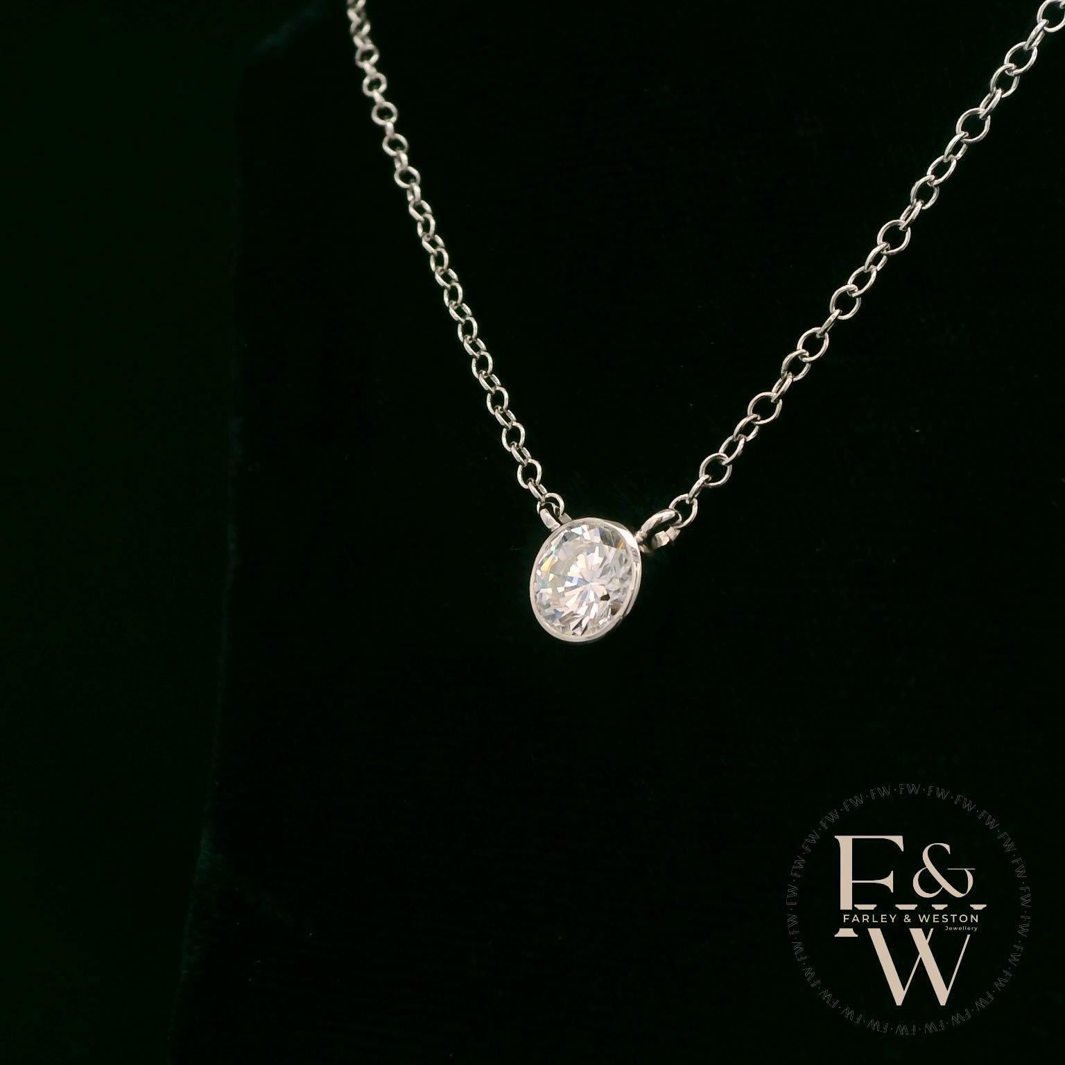 9ct White Single Stone Lab Grown Diamond Necklace