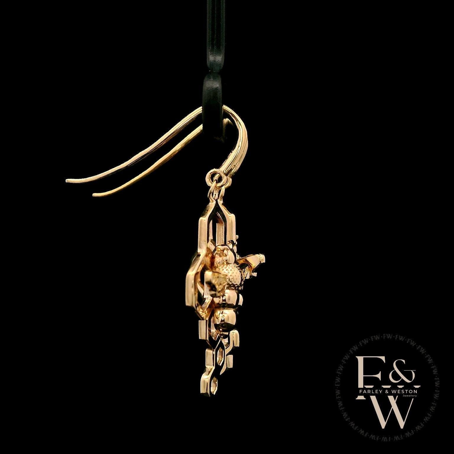 9ct Yellow Gold Bee-Inspired Earrings