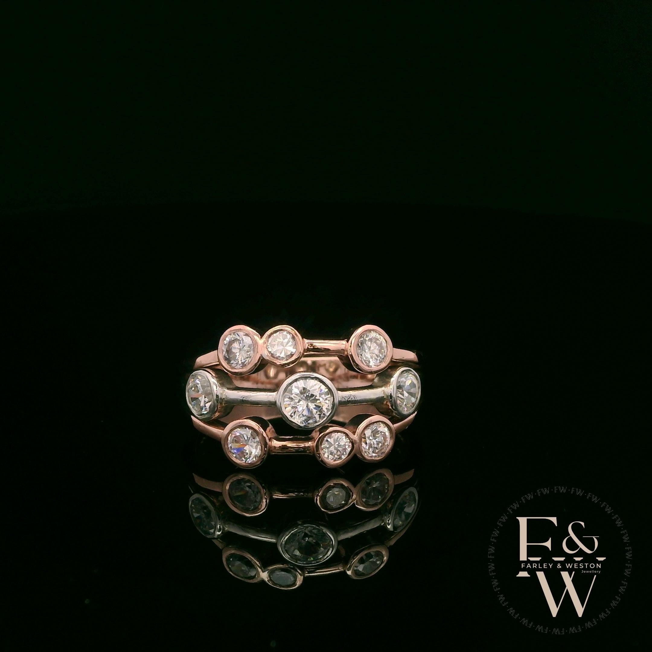 Diamond Unique 9ct Rose and White Gold Raindance Ring