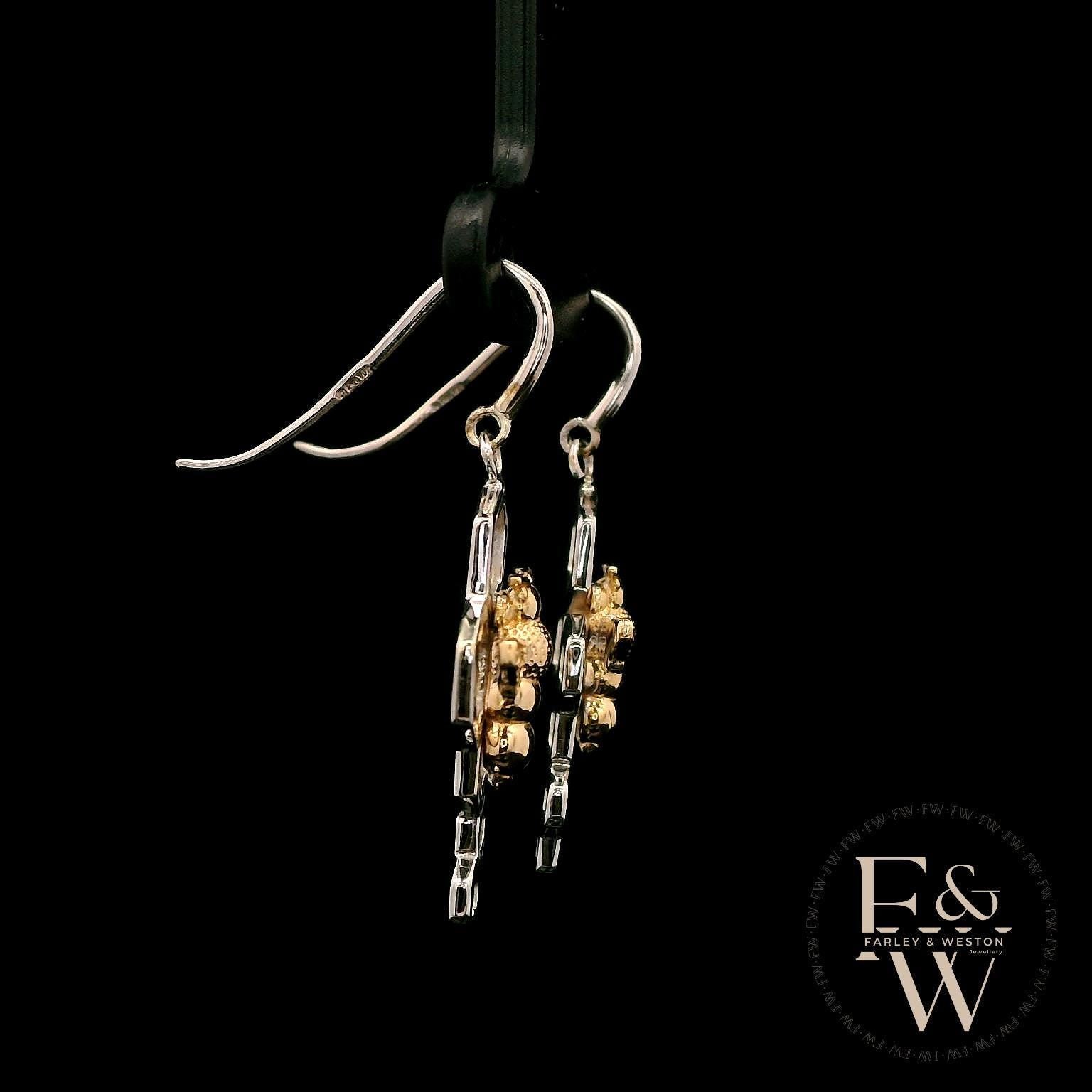 9ct White & Yellow Gold Bee-Inspired Earrings