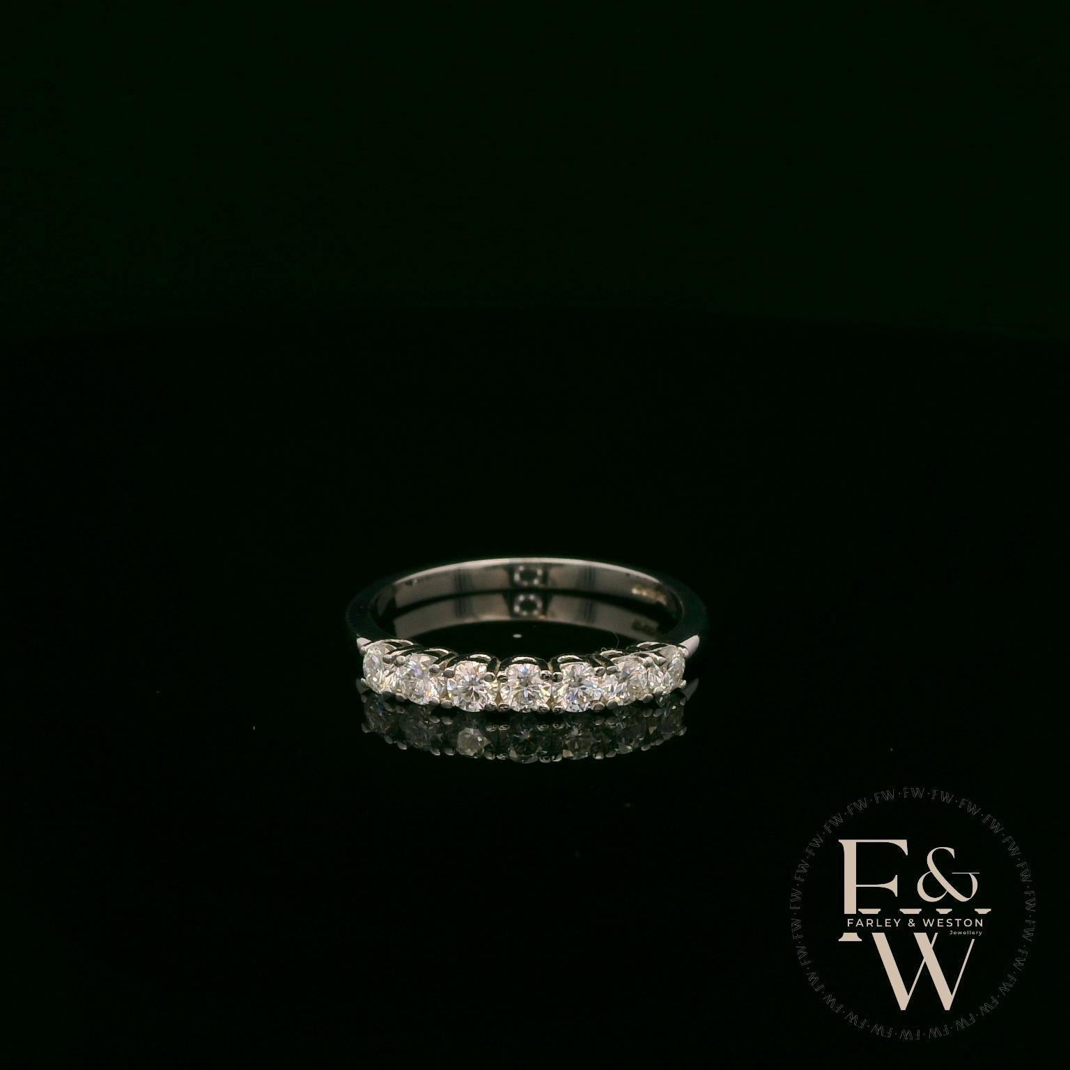 9ct White Gold White Moissanite Half Eternity Ring