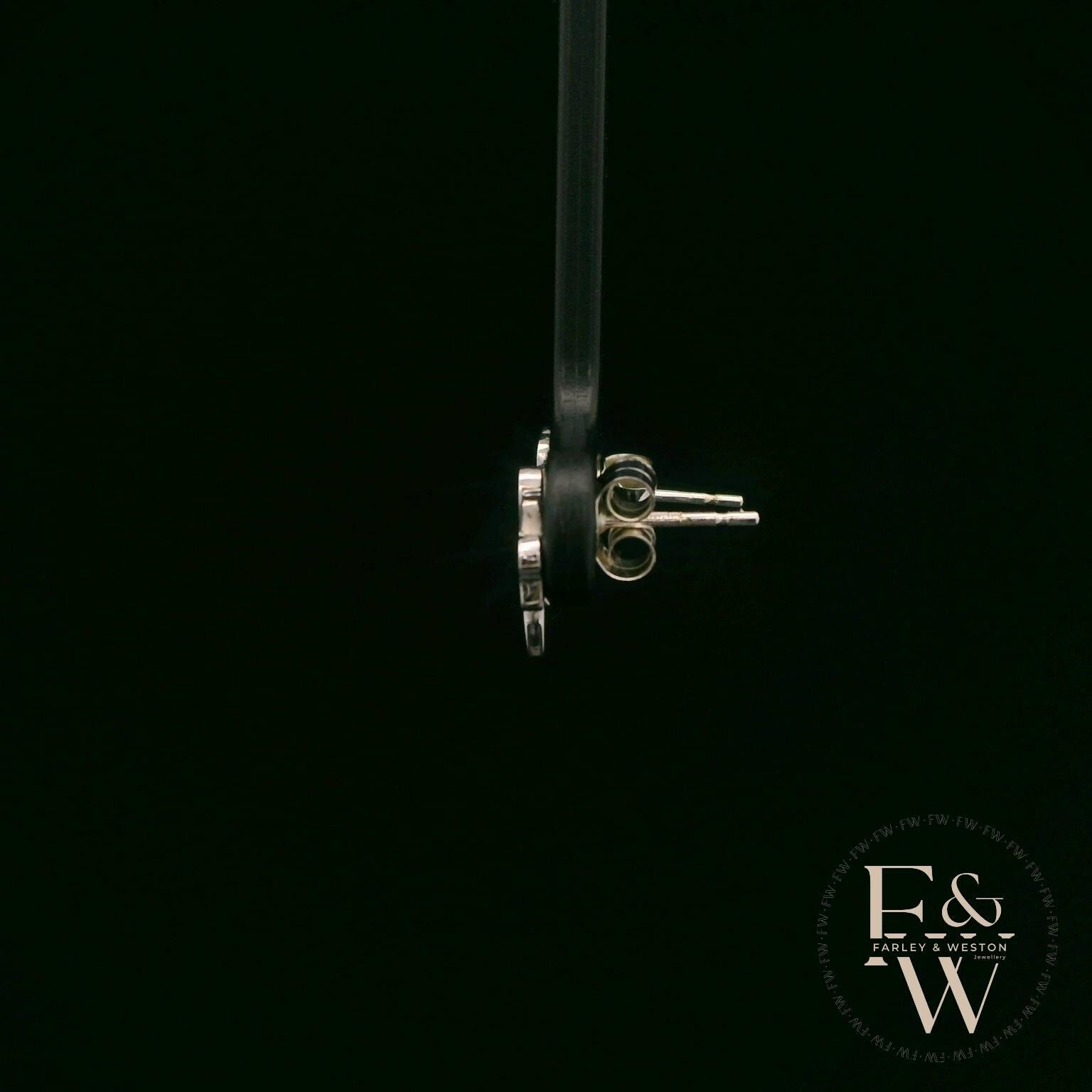3 Leaf Clover 9ct White Gold Studs