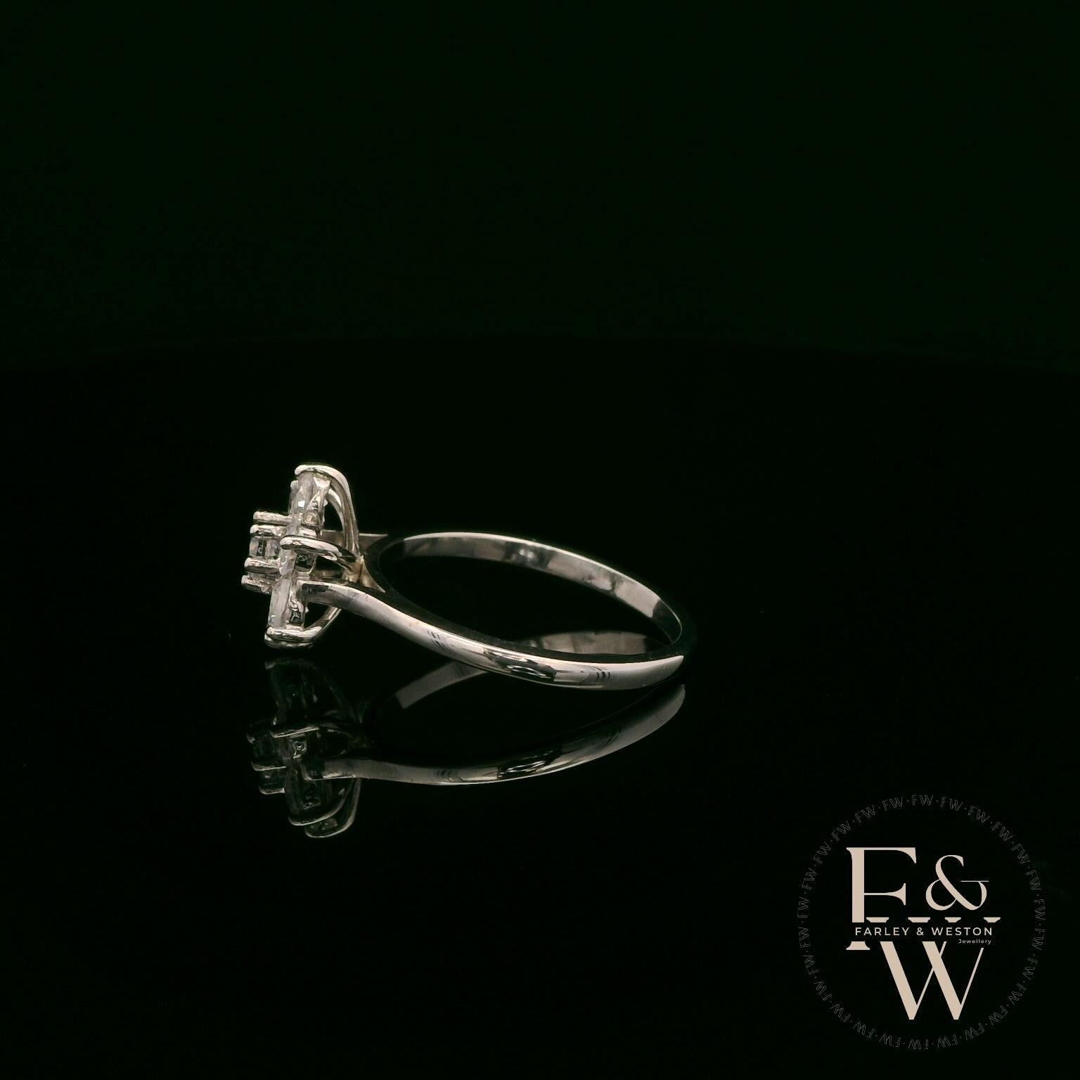 Swarovski Silver & White CZ Floral Ring