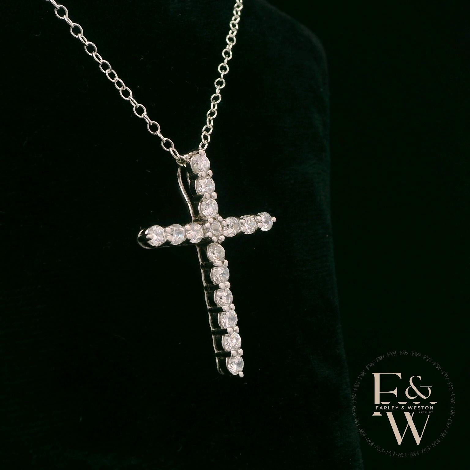 Sterling Silver White Moissanite Cross Pendant