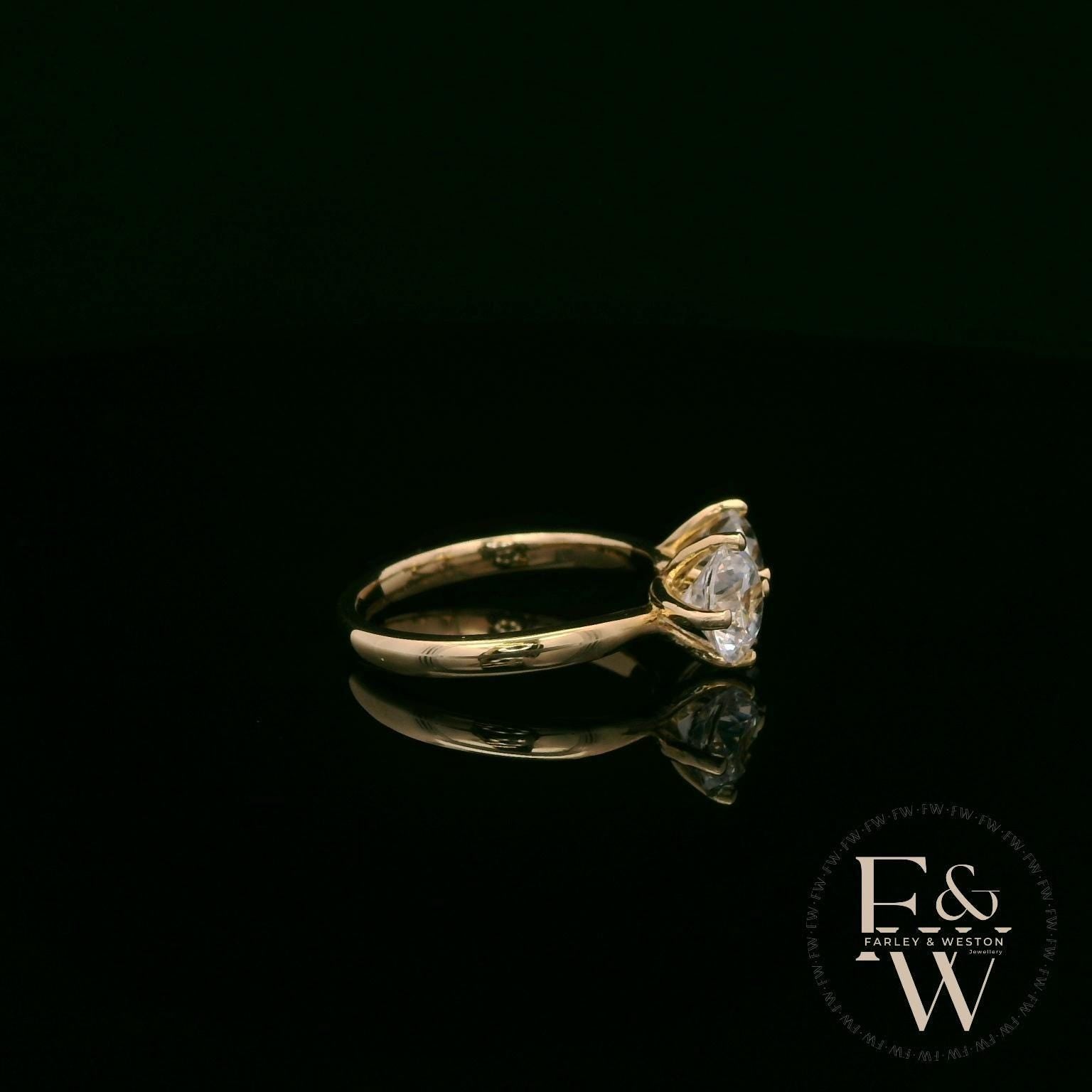 Double Moissanite & 9ct Yellow Gold Ring