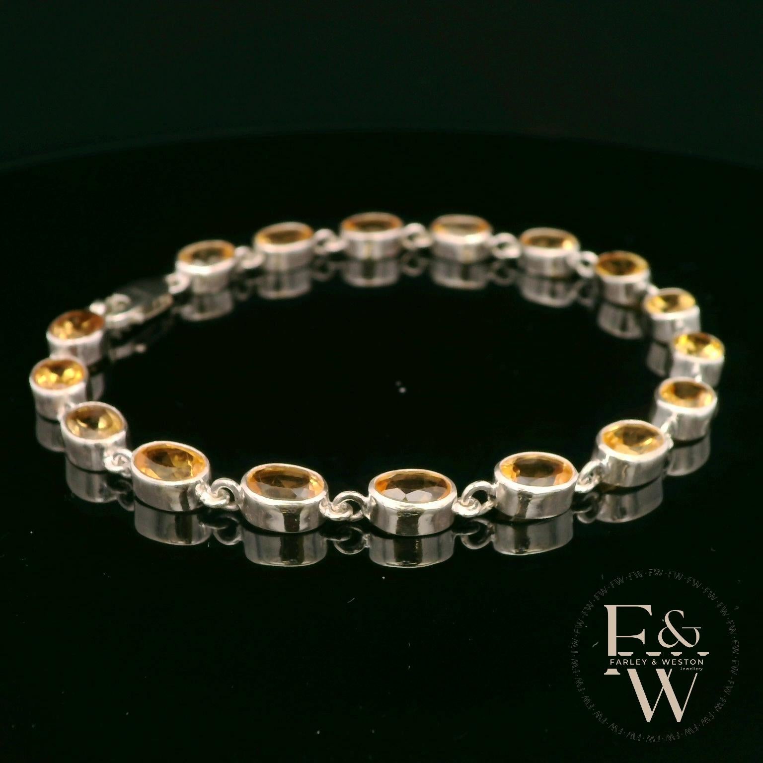 Sterling Silver Oval Citrine Bracelet