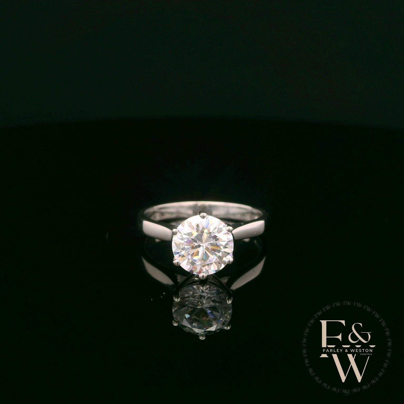 9ct White Gold and White Moissanite Single Stone Ring