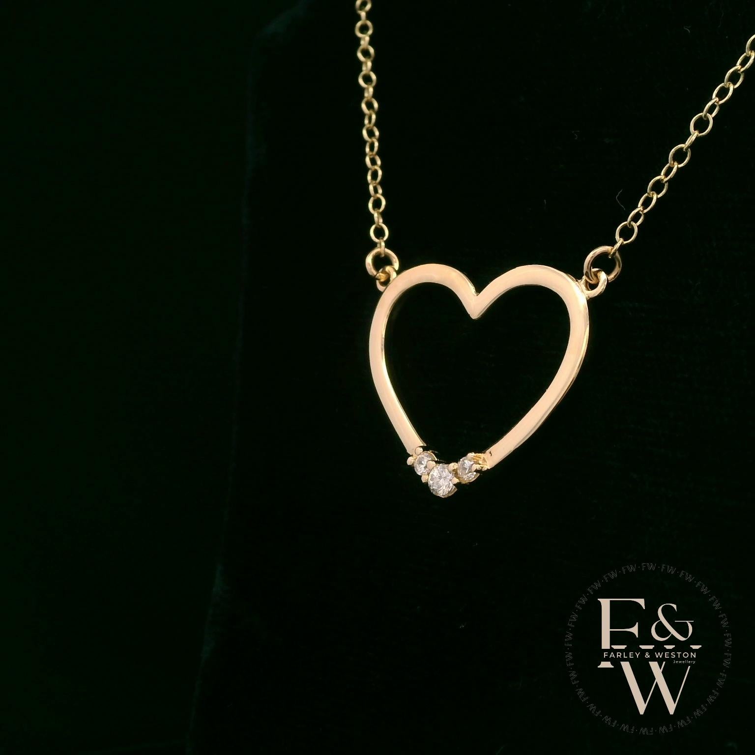 9 Karat Gelbgold Weiße Moissanite Herz Halskette