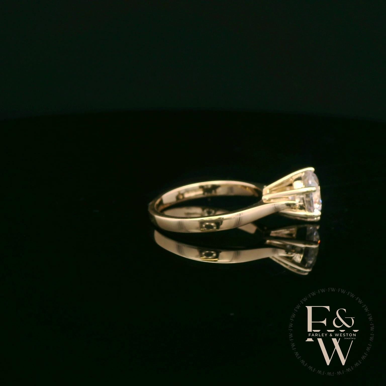 9ct Yellow Gold and White Moissanite Single Stone Ring