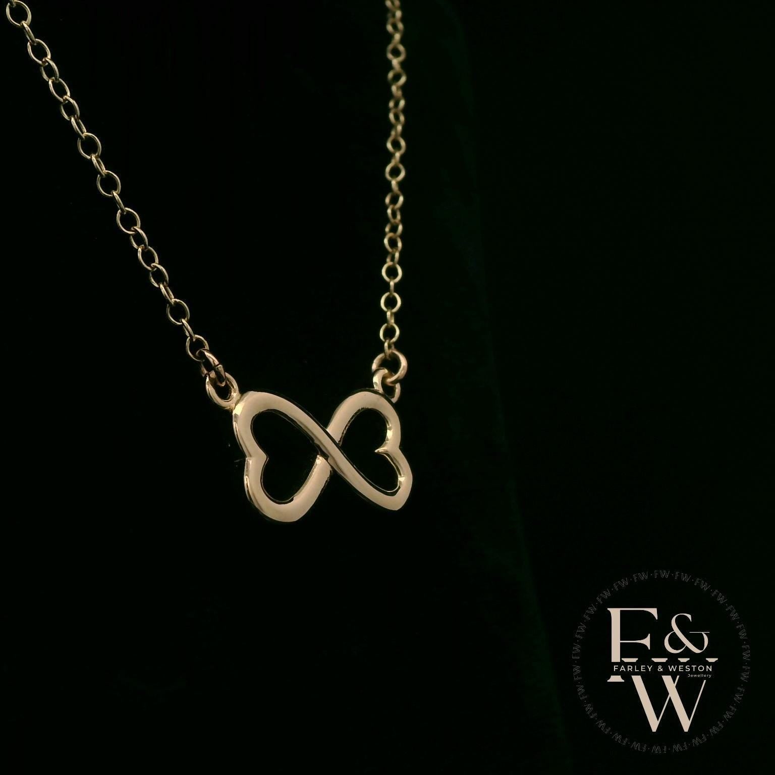 9ct Yellow Gold Infinity Heart Charm Pendant
