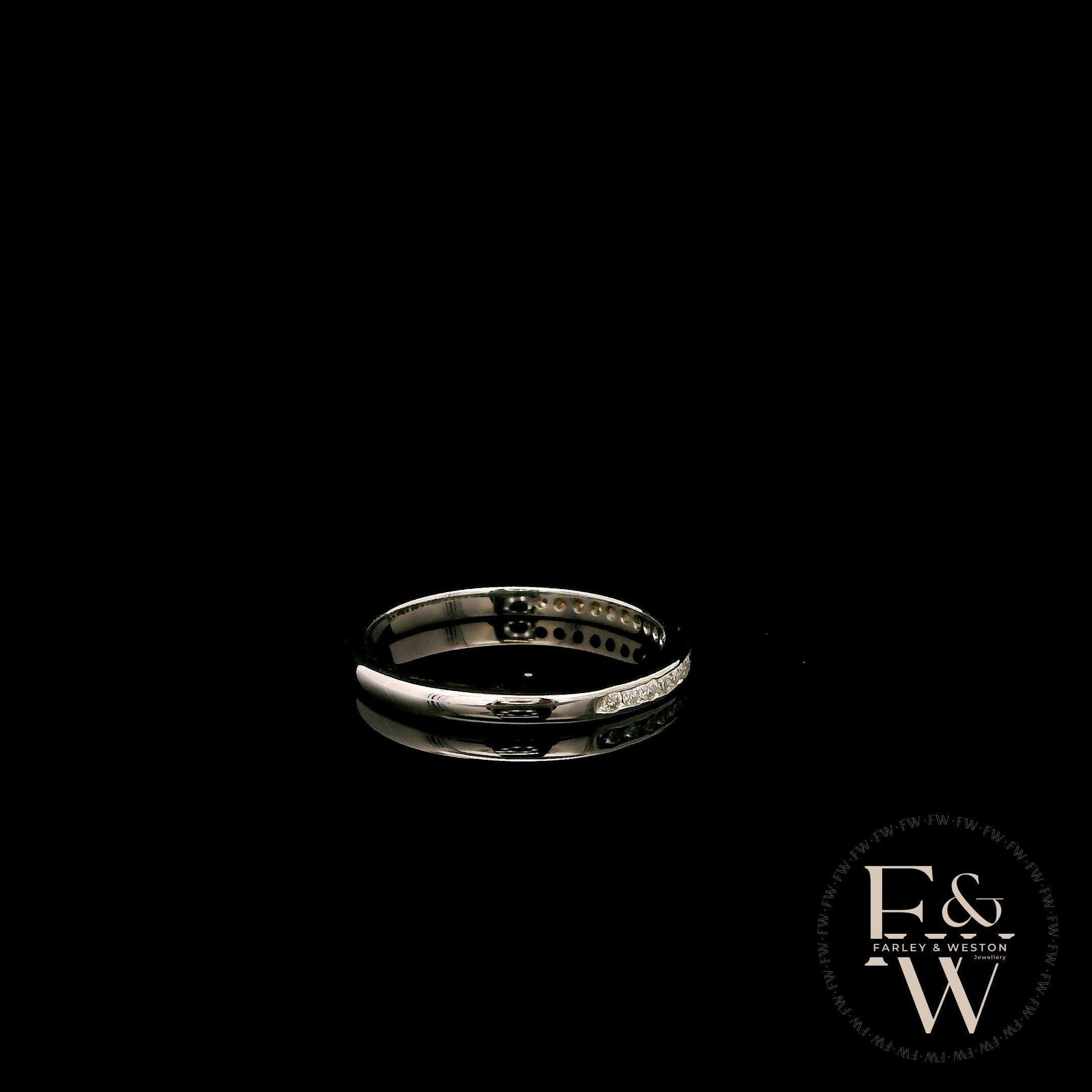 9ct White Gold Channel Set Diamond Half-Eternity Ring