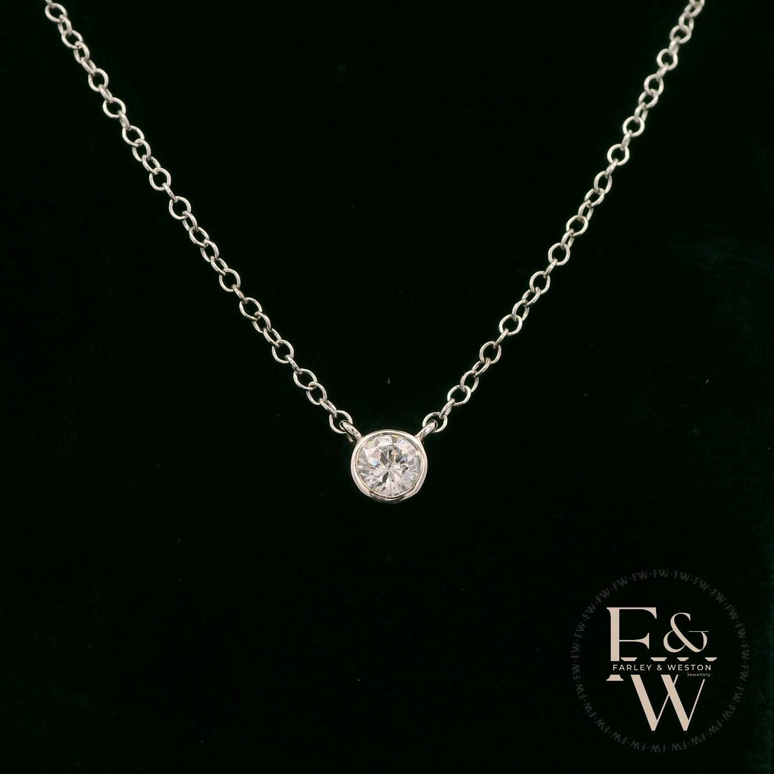 9ct White Gold Single Stone Lab-Grown Diamond Necklace