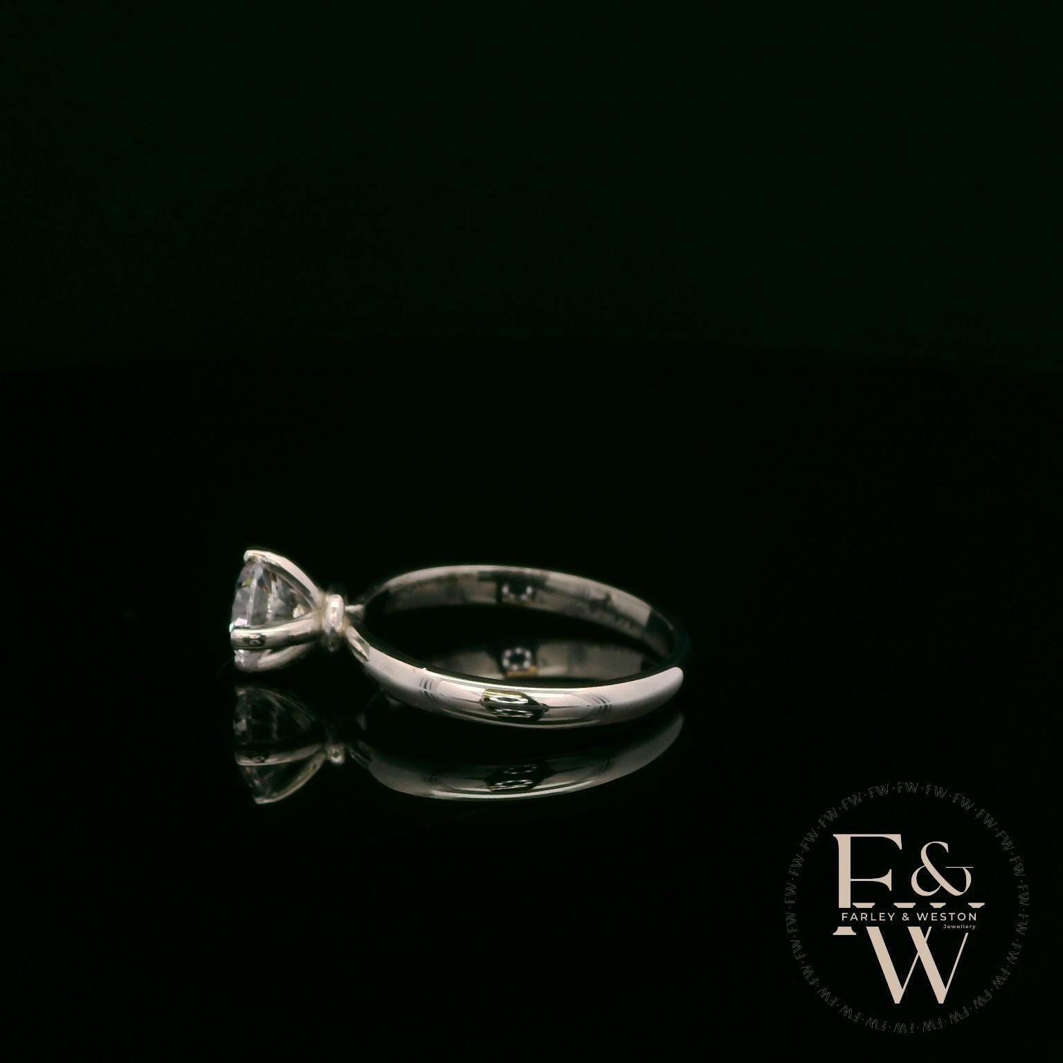 Solitaire Moissanite & 9ct White Gold Engagement Ring