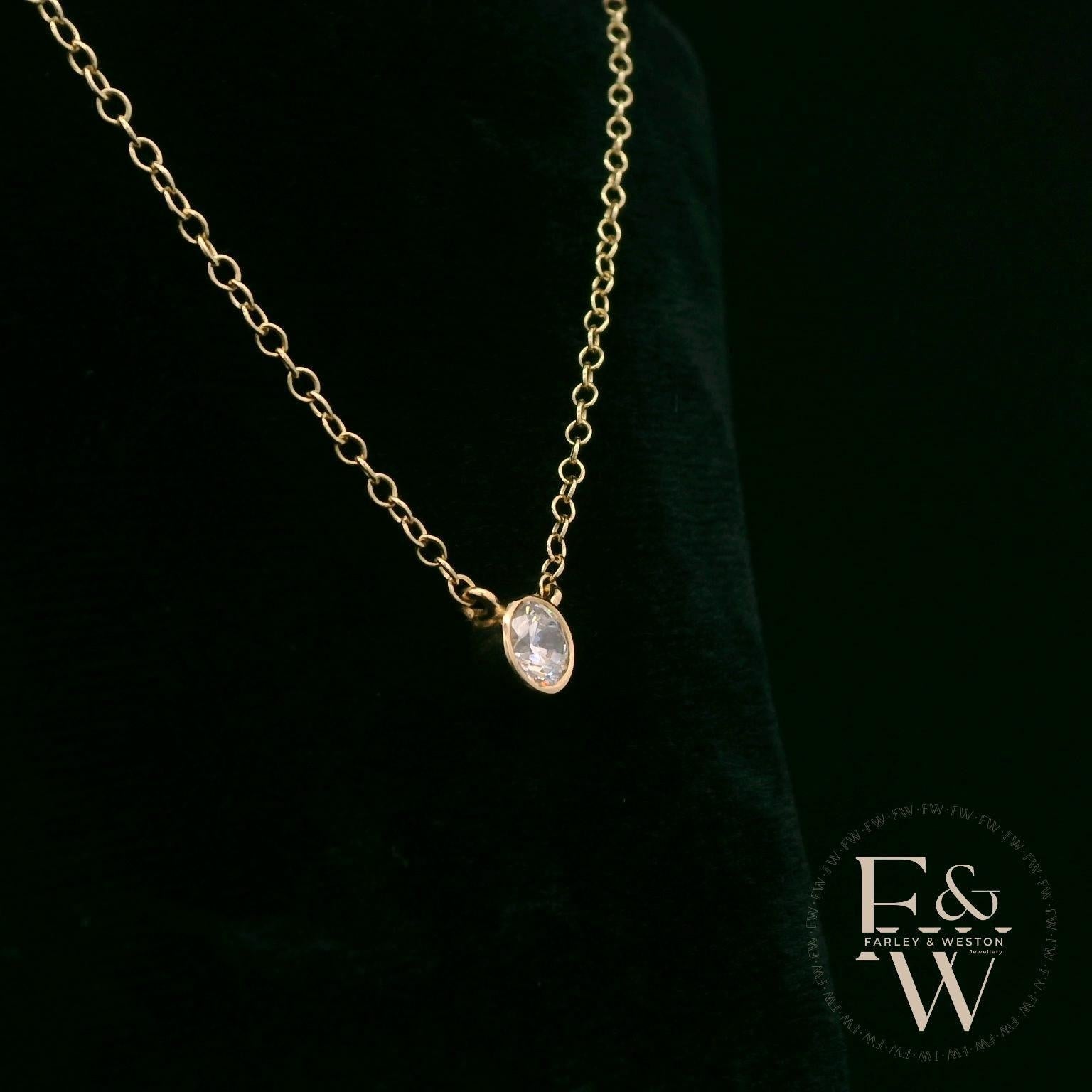 9ct Yellow Gold Single Stone Diamond Necklace