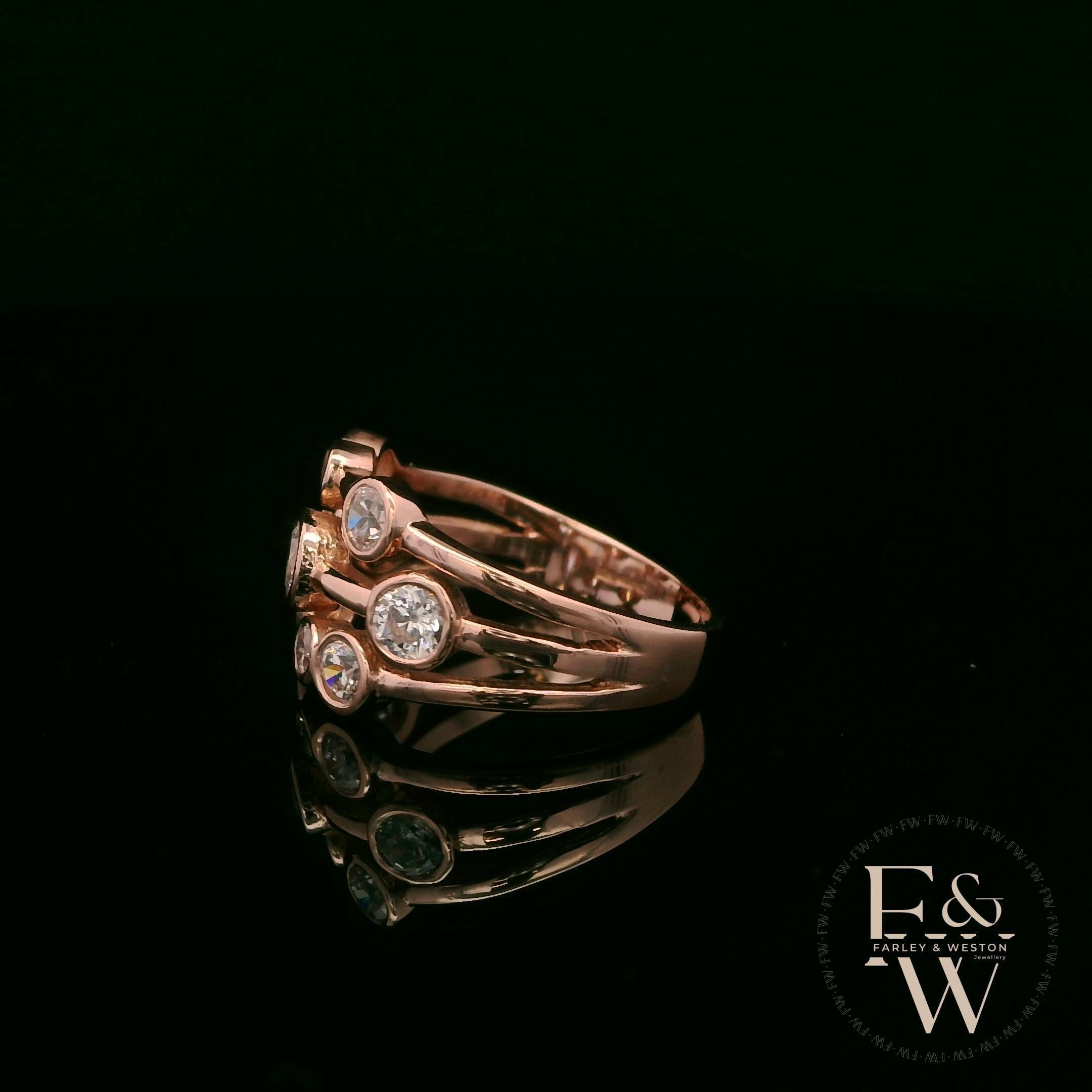 Diamond Unique 9ct Rose Gold Raindance Ring