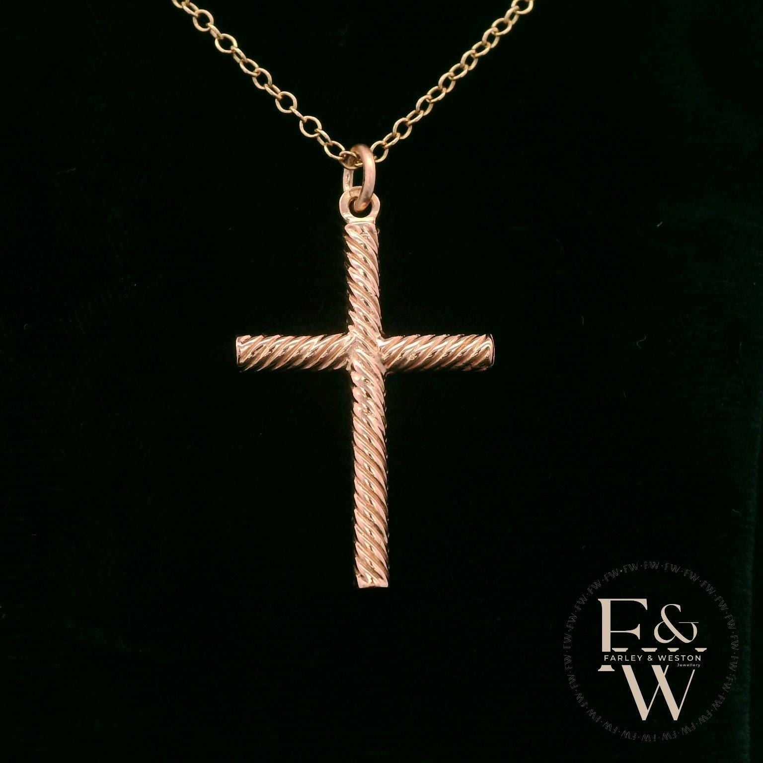 9ct Rose Gold Twisted-Cross Pendant