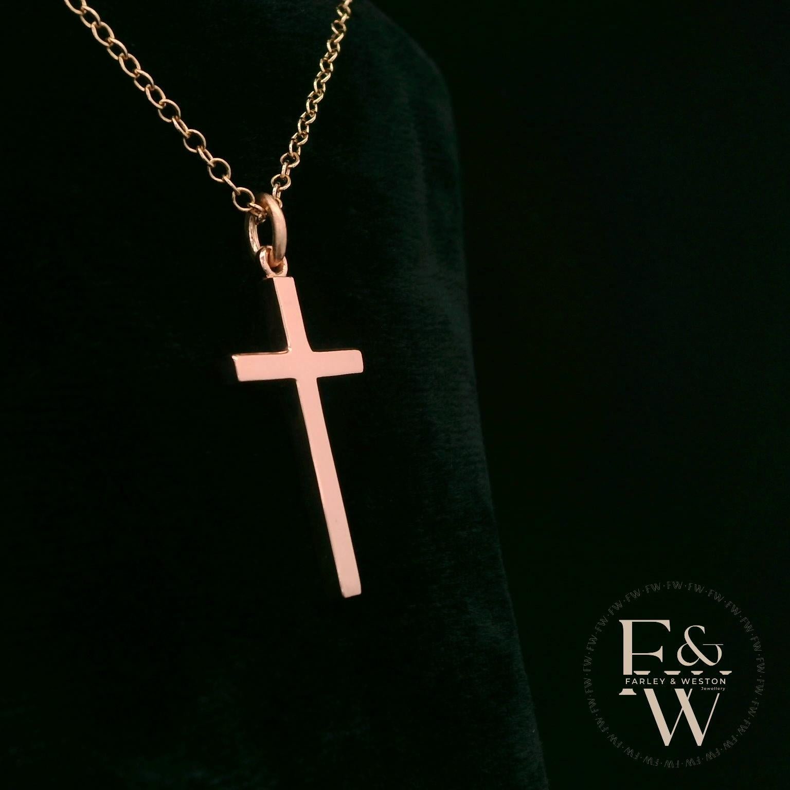9ct Rose Gold Cross Pendant