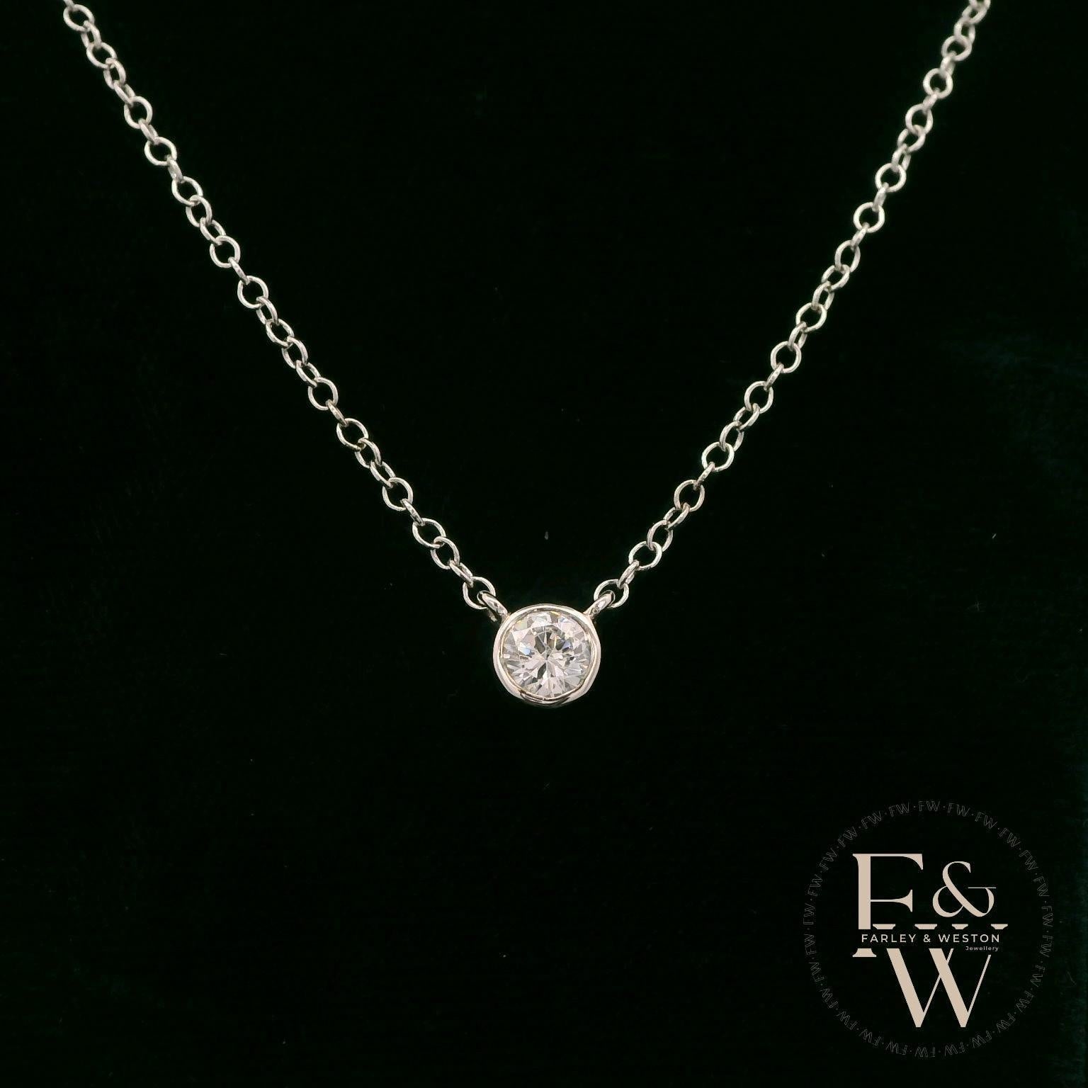 9ct White Gold Single Stone Diamond Necklace