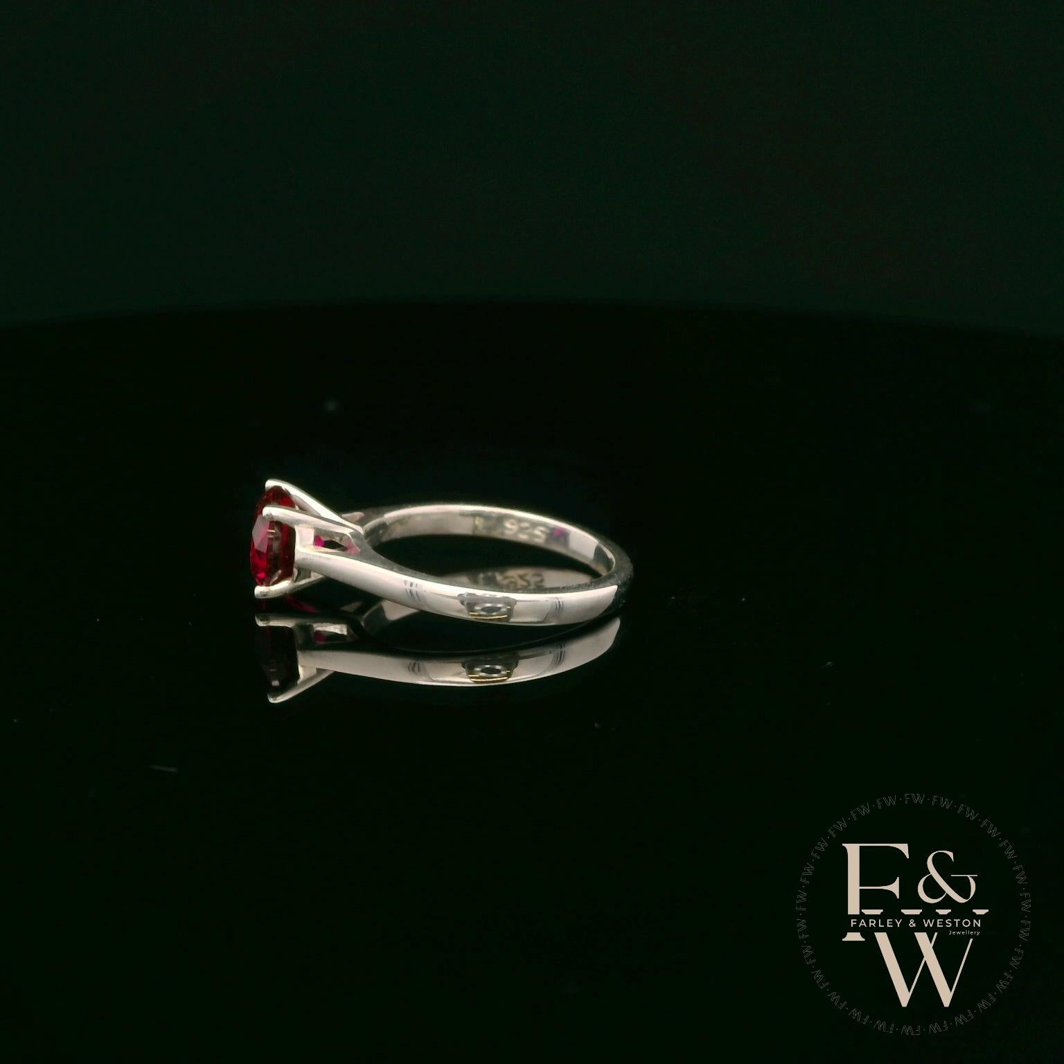 Sterling Silver Ruby CZ Solitaire Ring