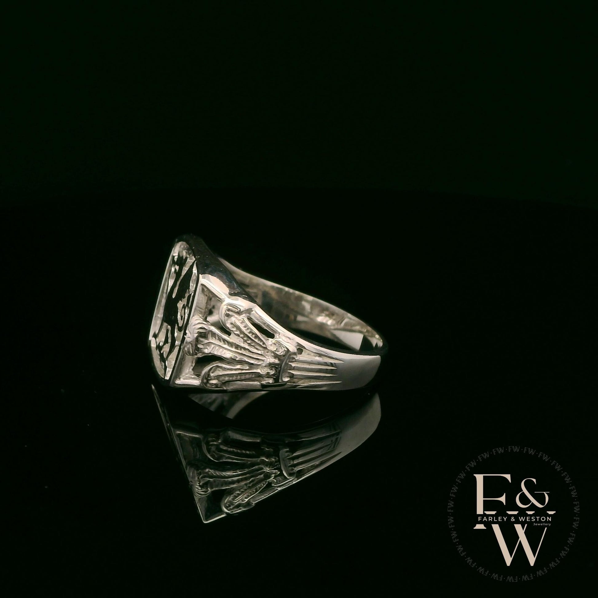 Large Sterling Silver Welsh Dragon Signet Ring