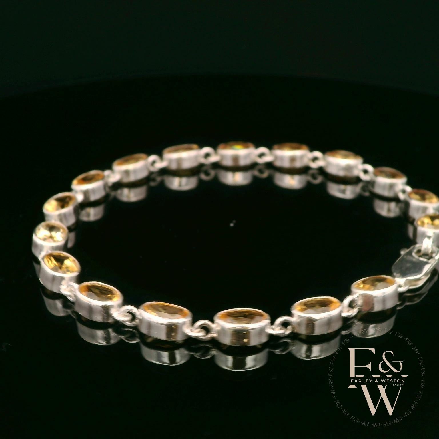 Sterling Silver Oval Citrine Bracelet