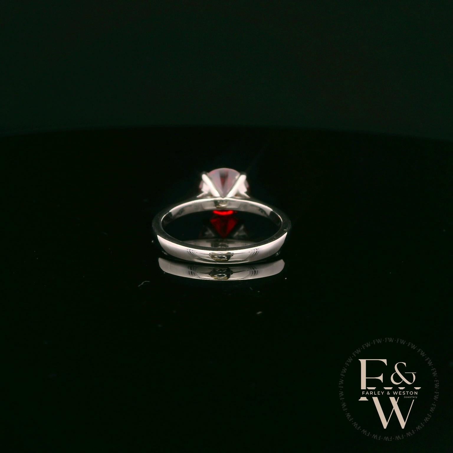 9ct White Gold 2ct Garnet Single Stone Ring