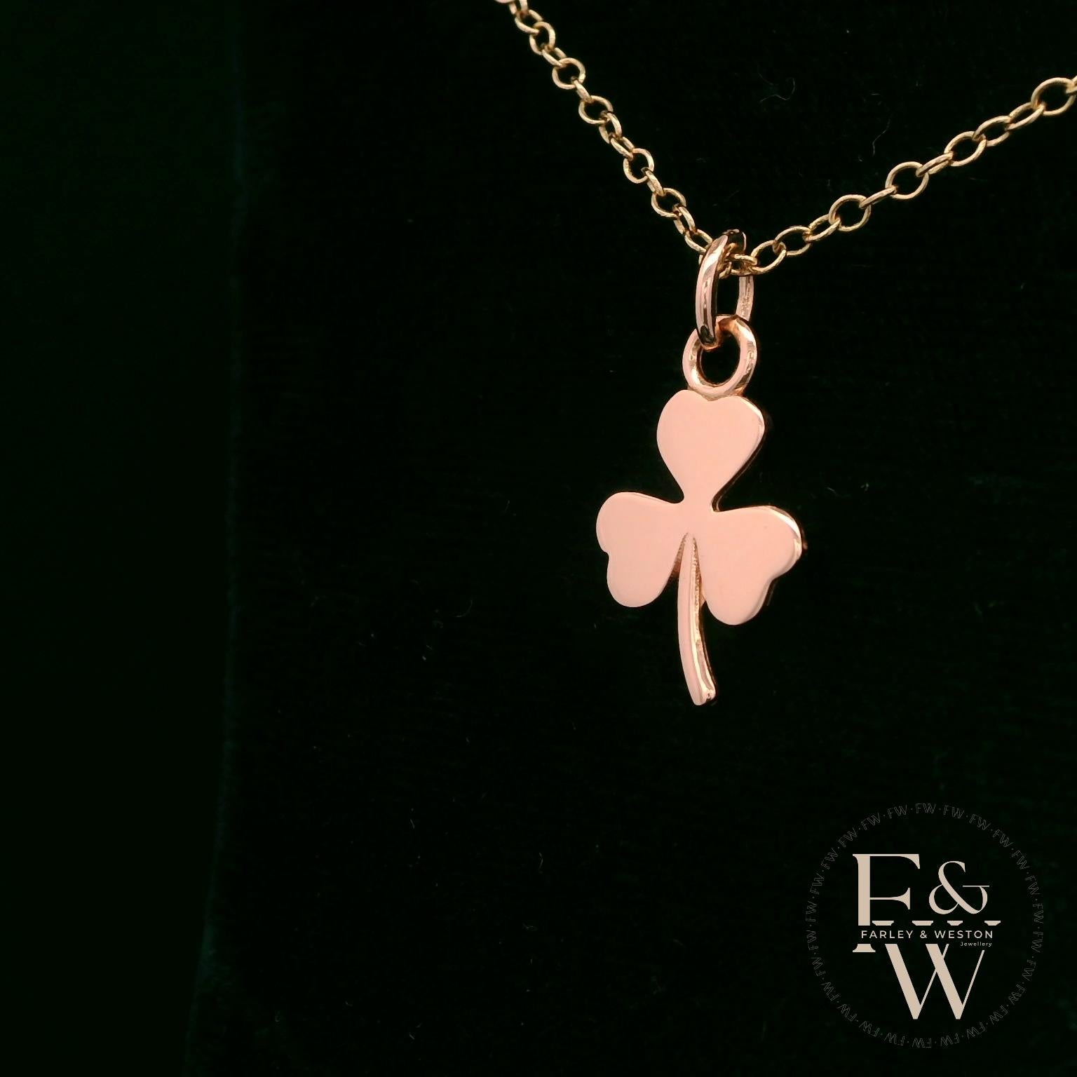 9ct Rose Gold 3 Leaf Clover Pendant