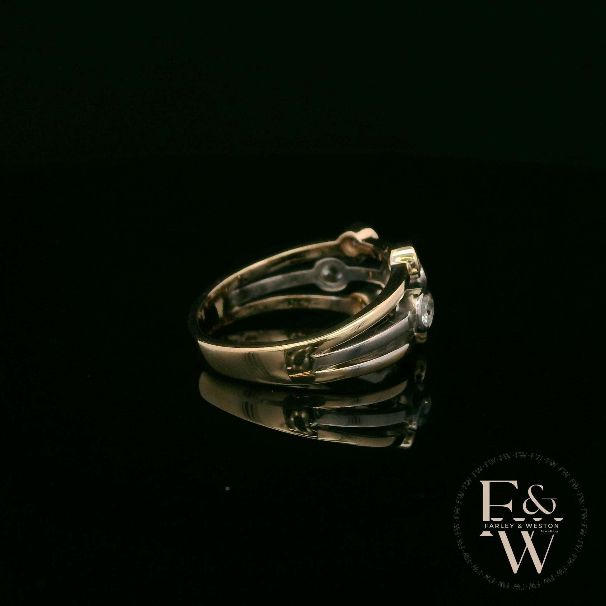 Diamond Unique 9ct Yellow and White Gold Raindance Ring