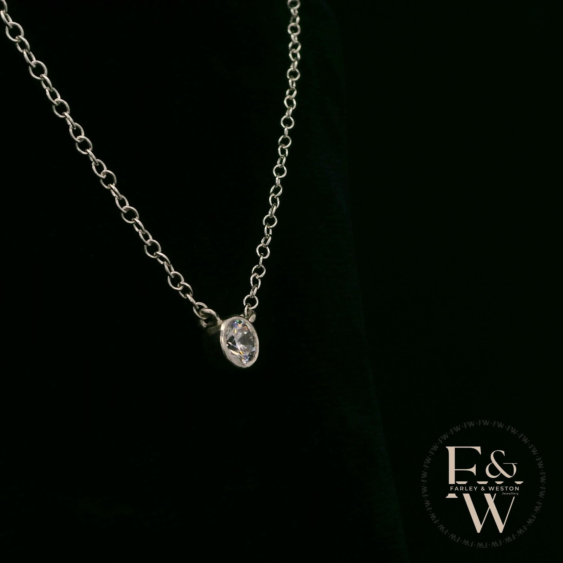 Sterling Silver Single Stone White Moissanite Necklace
