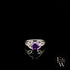 Celtic Patterned 9ct White Gold Amethyst CZ Single Stone Ring