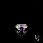 Celtic Patterned 9ct White Gold Amethyst CZ Single Stone Ring