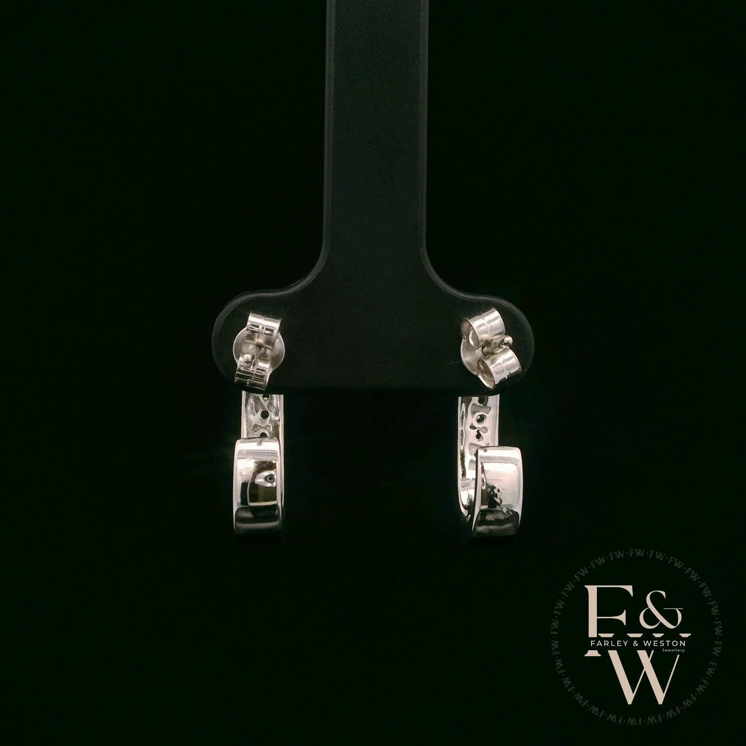 9ct White Gold & Round-Cut Diamond Earrings