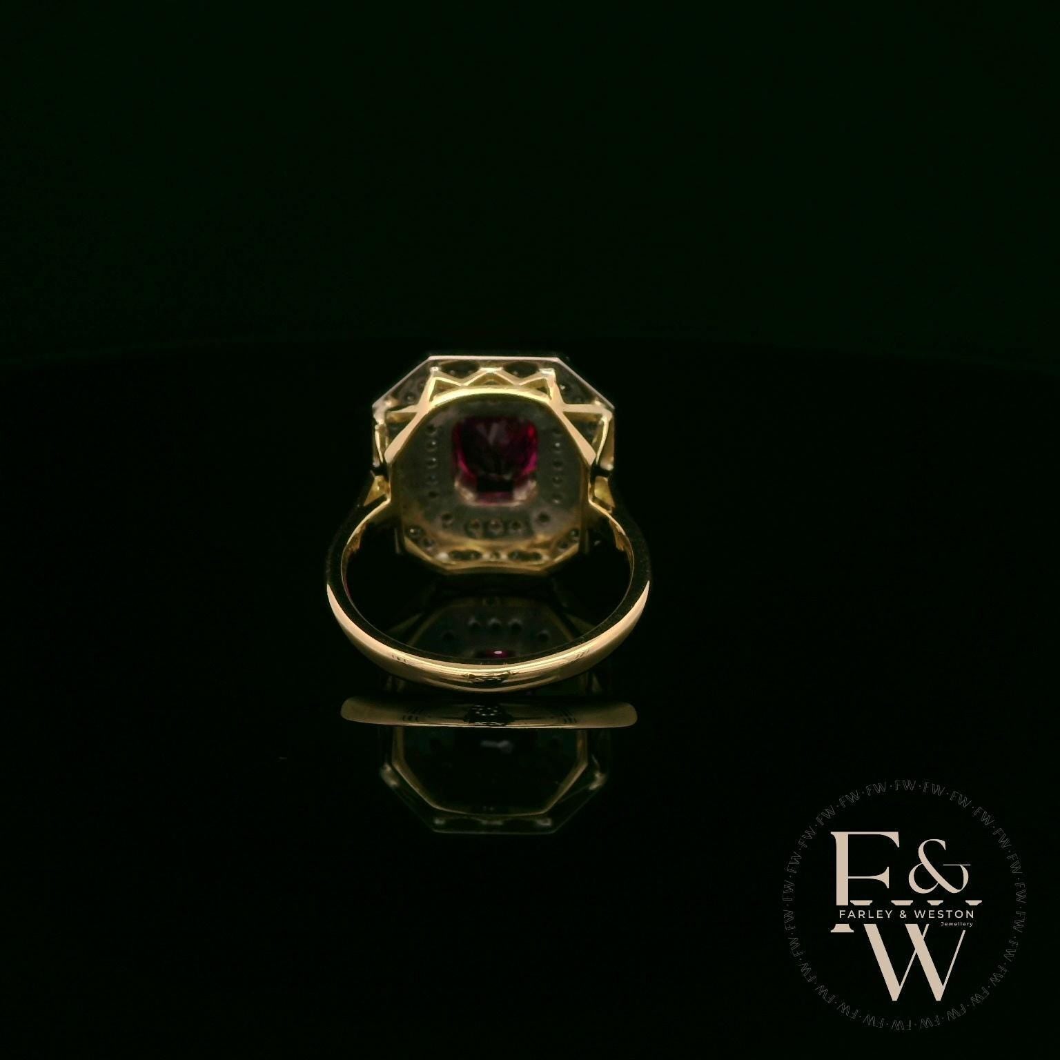 18ct White and Yellow Gold Burmese Ruby & Diamond Ring