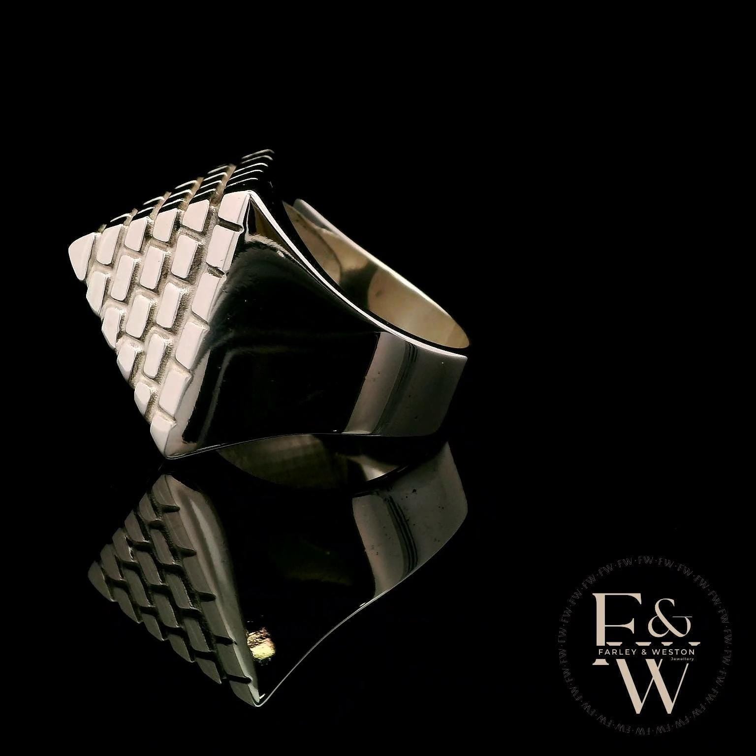 Heavy Silver Textured Pyramid Ring