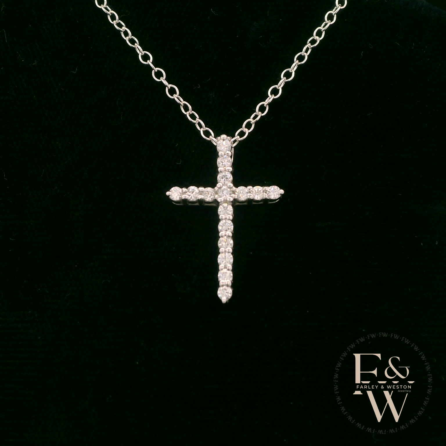 Sterling Silver White Moissanite Cross Pendant