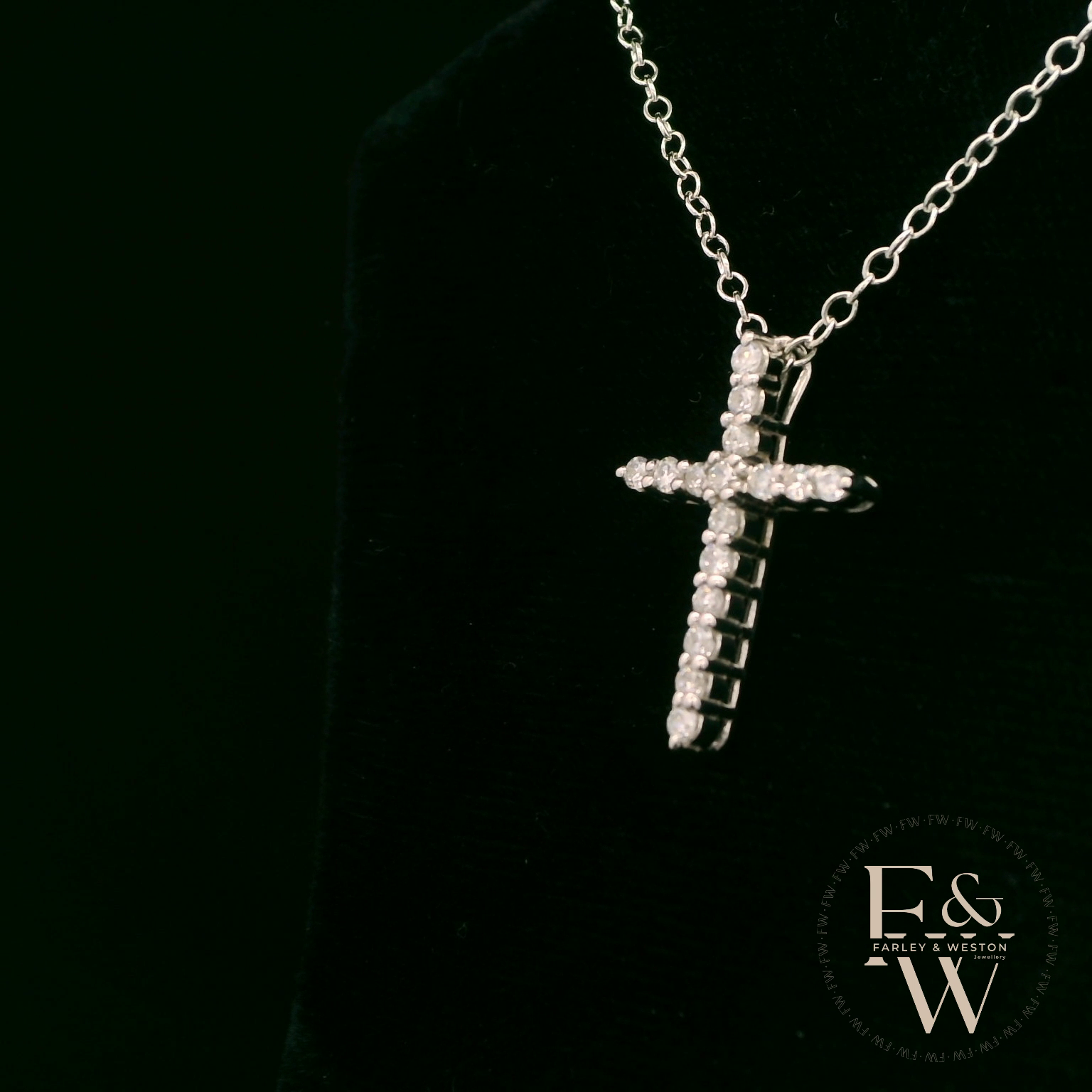 Sterling Silver White Moissanite Cross Pendant