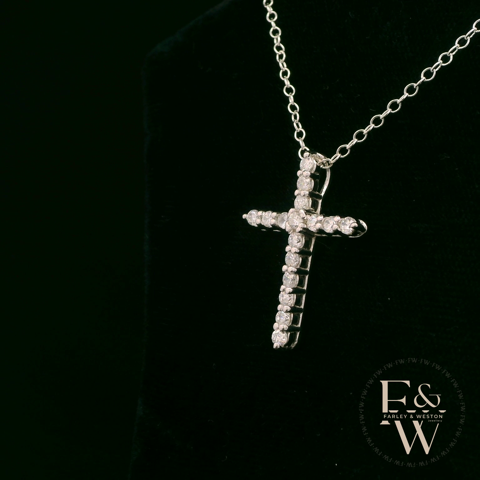 Sterling Silver White Moissanite Cross Pendant