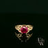 Celtic Patterned 9ct Yellow Gold Ruby CZ Single Stone Ring