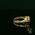 Celtic Patterned 9ct Yellow Gold Ruby CZ Single Stone Ring