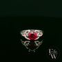 Celtic Patterned 9ct White Gold Ruby CZ Single Stone Ring