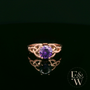 Celtic Patterned 9ct Rose Gold Amethyst CZ Single Stone Ring