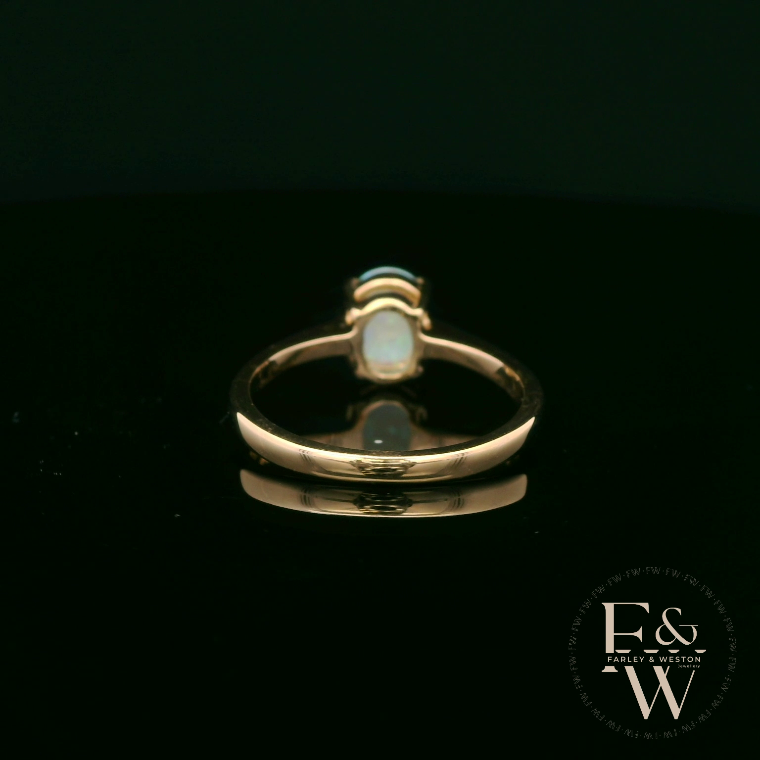 9ct Yellow Gold Cultured Opal Single Stone Ring