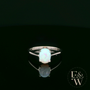 9ct White Gold Cultured Opal Single Stone Ring