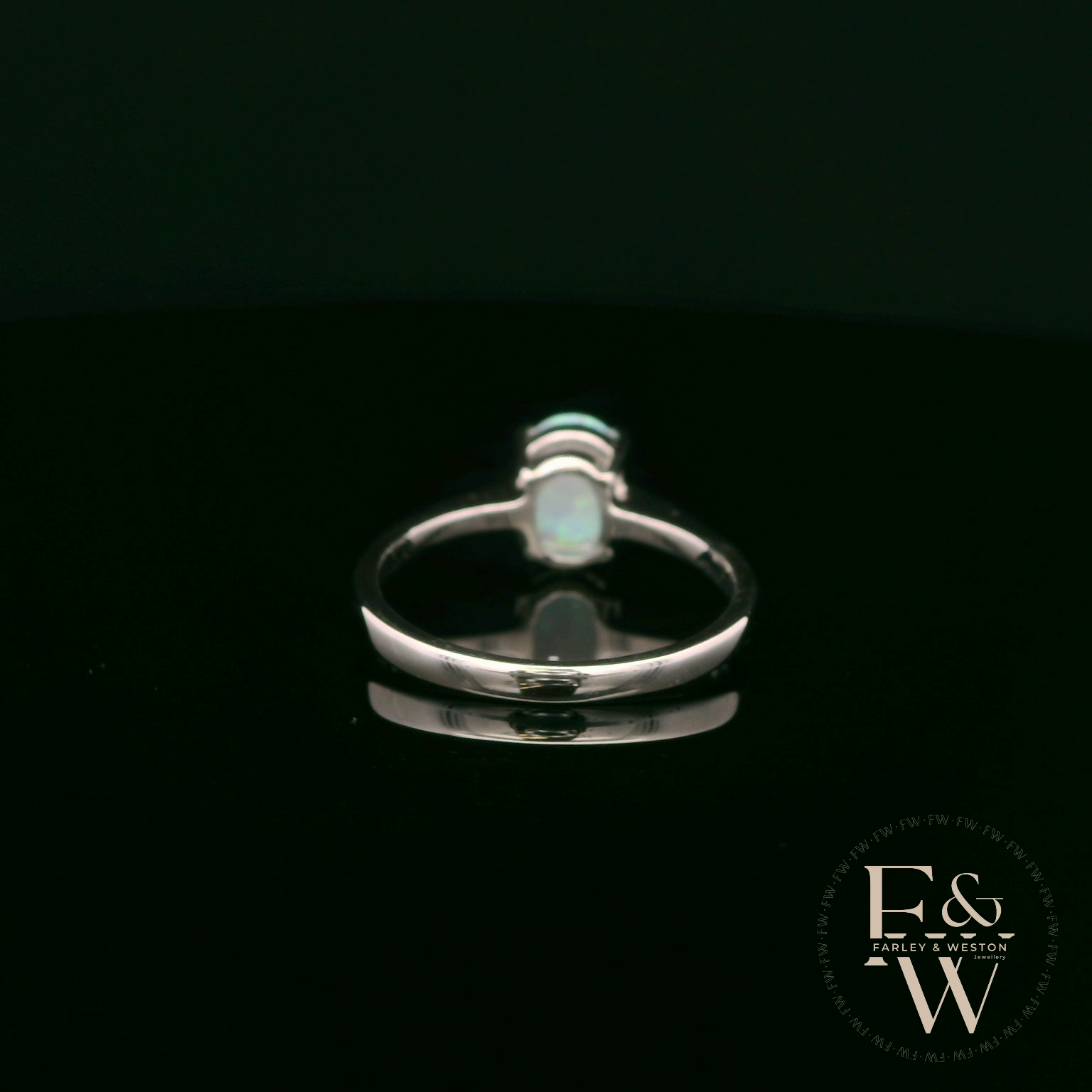 9ct White Gold Cultured Opal Single Stone Ring