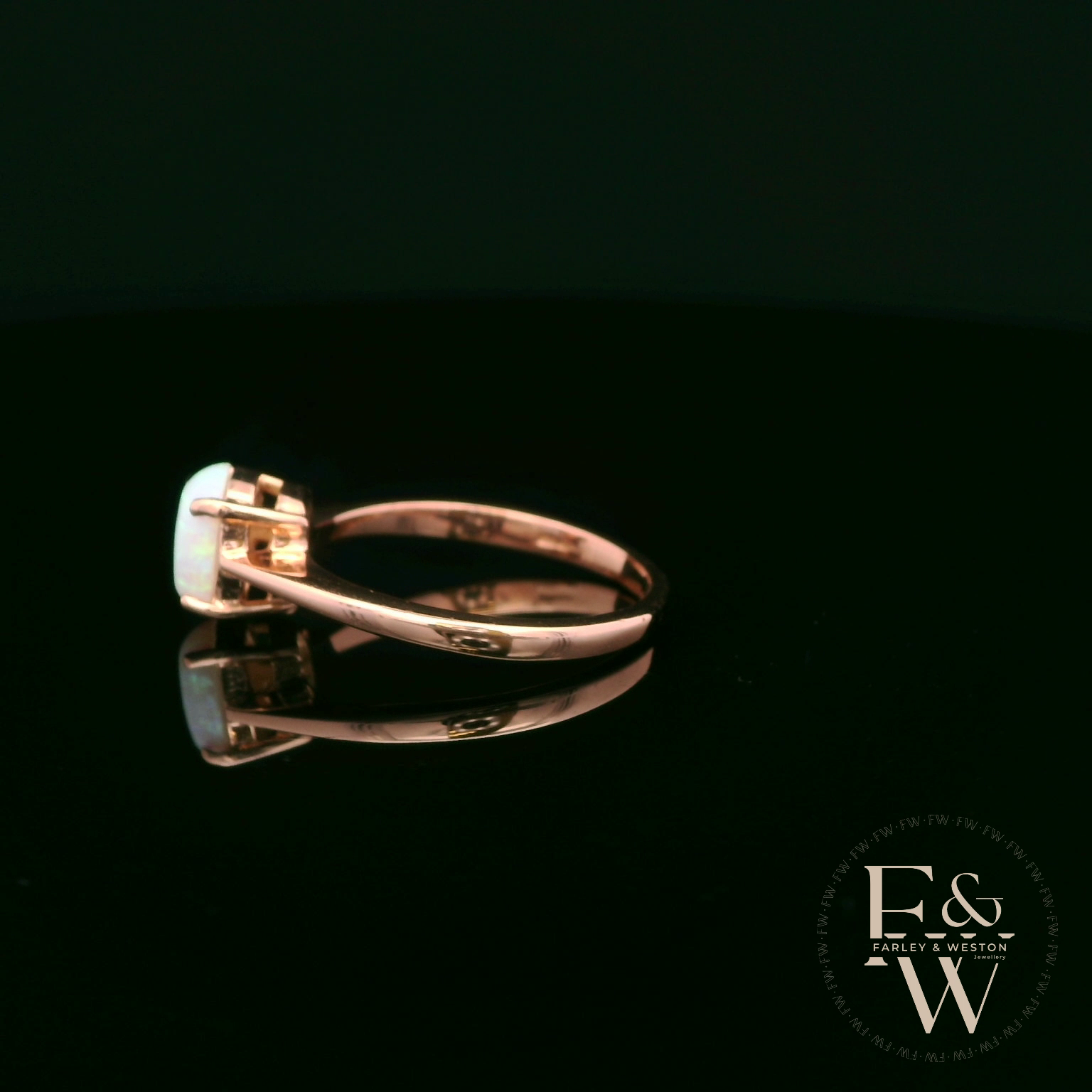 9ct Rose Gold Cultured Opal Single Stone Ring