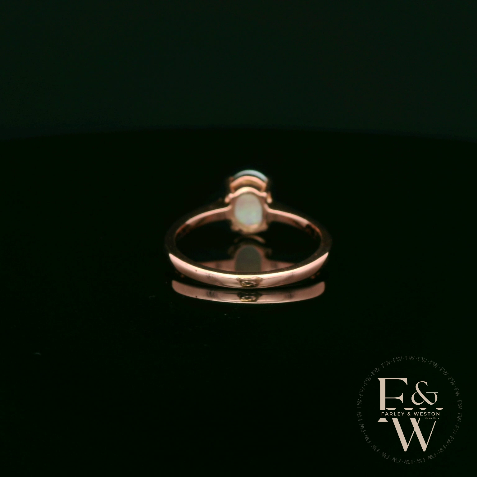9ct Rose Gold Cultured Opal Single Stone Ring