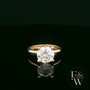 9ct Yellow Gold Large Single Stone White Moissanite Ring