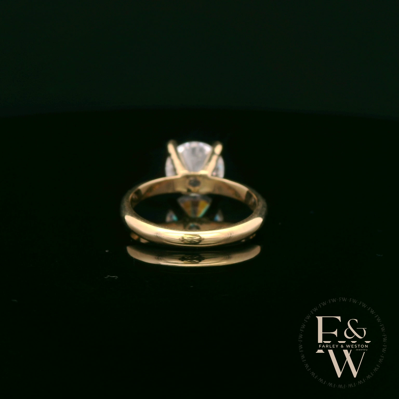 9ct Yellow Gold Large Single Stone White Moissanite Ring