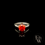 Sterling Silver Fire Opal CZ Solitaire Ring