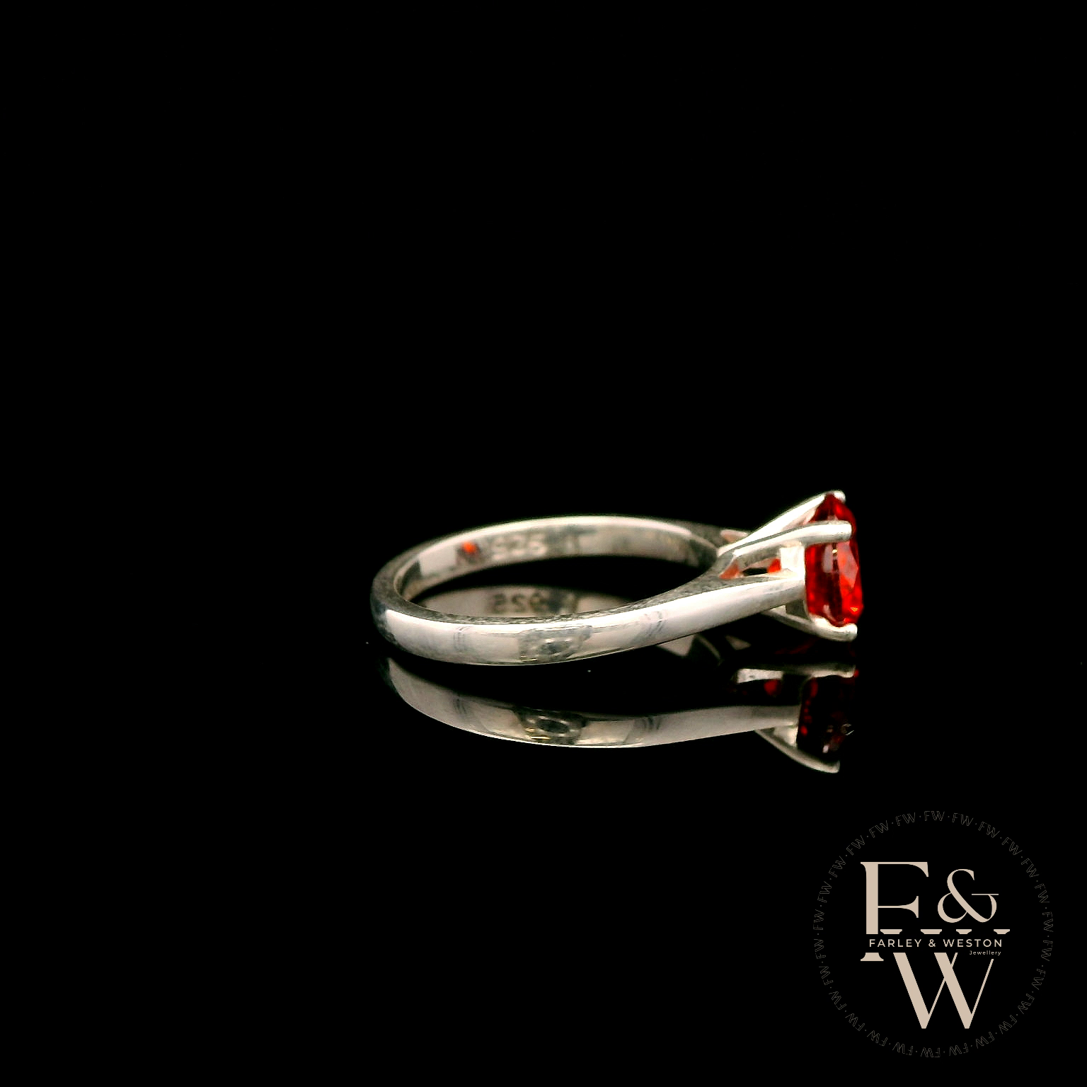 Sterling Silver Fire Opal CZ Solitaire Ring